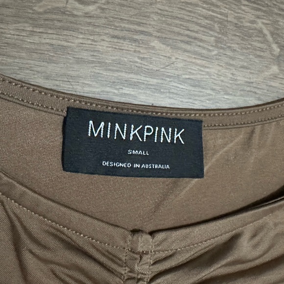 Brown/Tan SMALL Faiza Ruched Top from MINKPINK - Picture 4 of 5